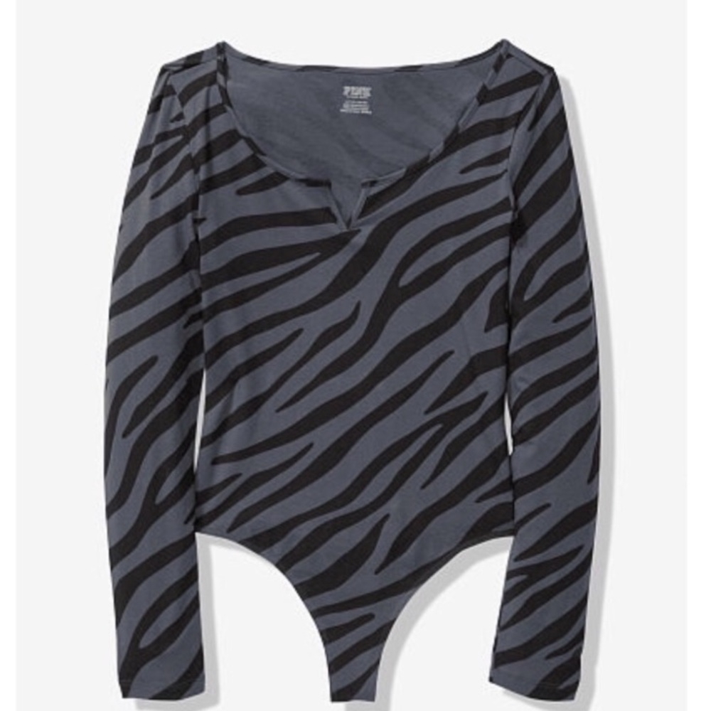 VS PINK Zebra black and grey bodysuit